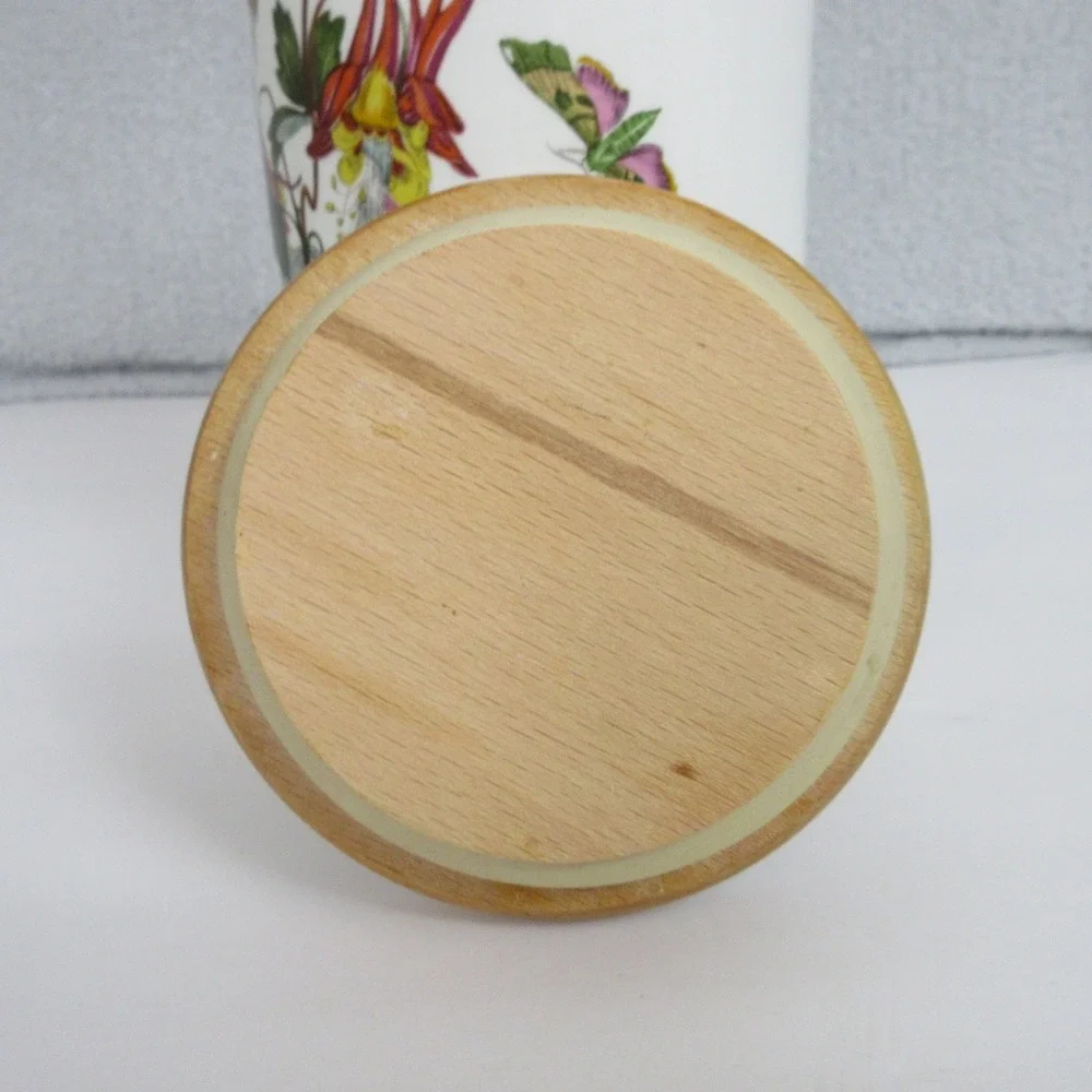 Portmeirion Botanic Garden Aquilegia Gracilis Canister with Wood Lid 6in England